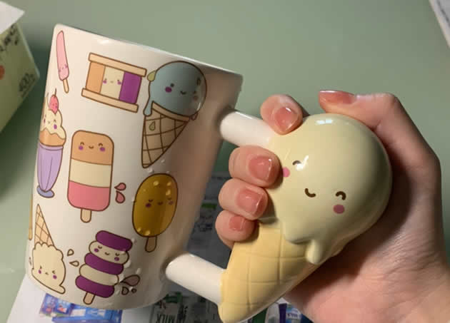 Cute cartoon ice cream smiley mug