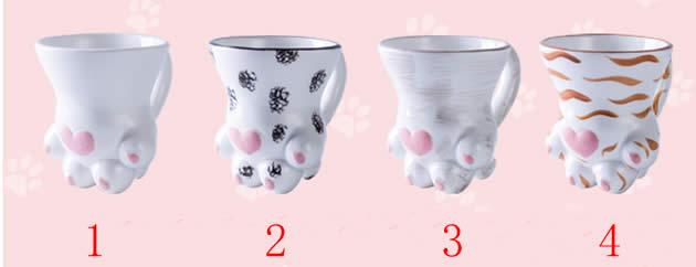 Cute cat paw ceramic coffee cup