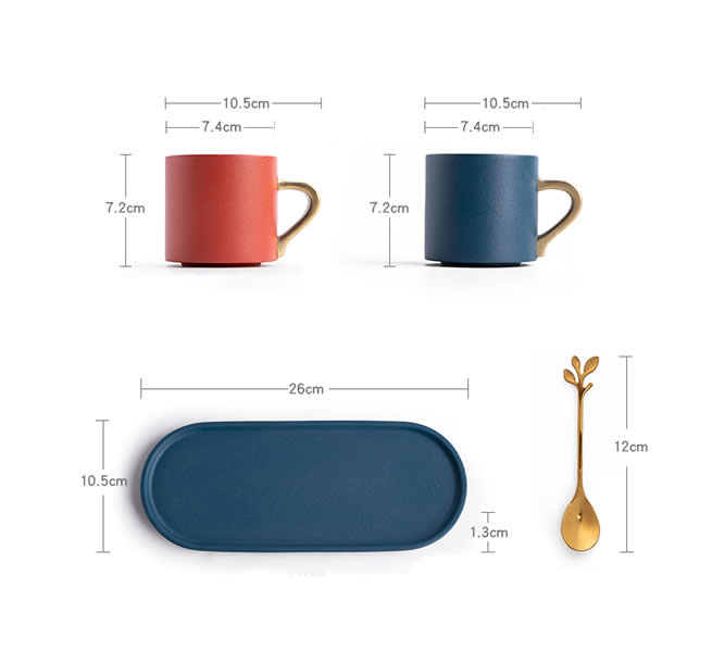 Fashion Two-color Couple Ceramic Coffee Cup With Tray