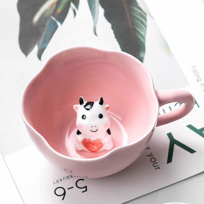 Cute Three-dimensional Little Cow Ceramic Coffee Cup