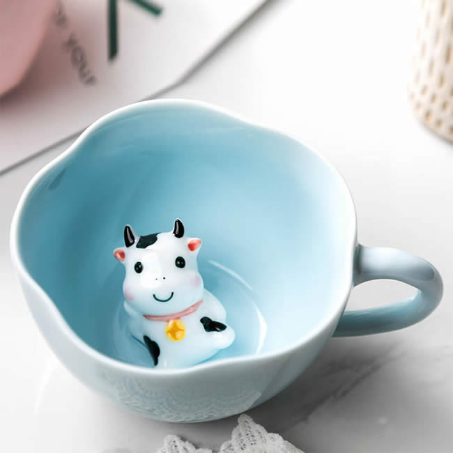 Cute Three-dimensional Little Cow Ceramic Coffee Cup