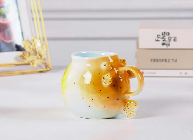 Creative Cartoon Puffer Fish Ceramic Mug