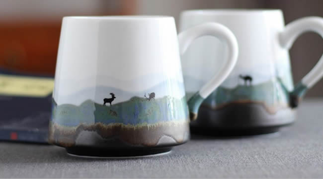 Pastoral Mountain Water Art Coffee Cup