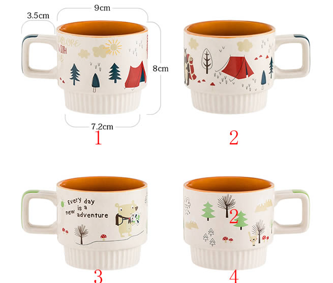 Abstract Cartoon Pattern Ceramic Milk Mug Coffee Cup