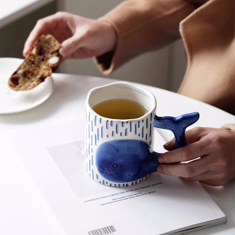 Cute Dolphin Hand-Painted Glazed Coffee Mug