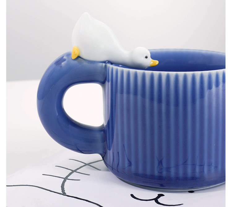 Cute Duck Drinking Water Ceramic Mug