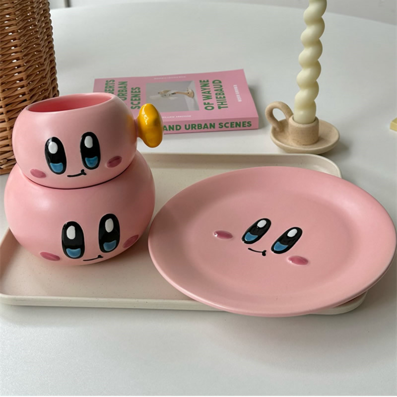 Pink Smiling Face Ceramic Cup,Bowl,Dish