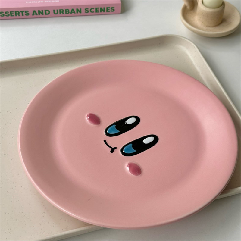 Pink Smiling Face Ceramic Cup,Bowl,Dish