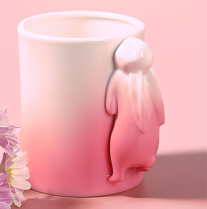 Playful Pink Rabbit Ceramic Mug