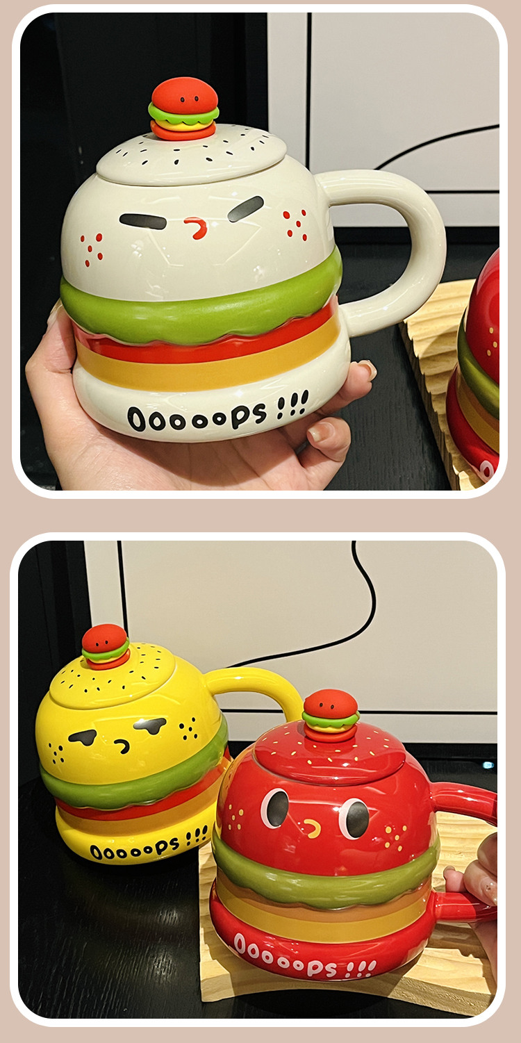 Whimsical Hamburger Shaped Ceramic Mug