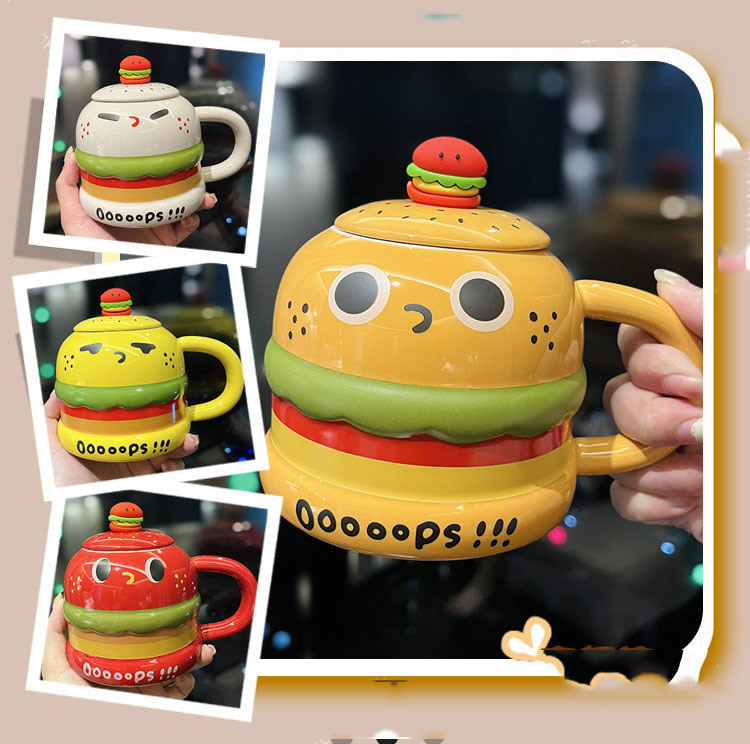 Whimsical Hamburger Shaped Ceramic Mug