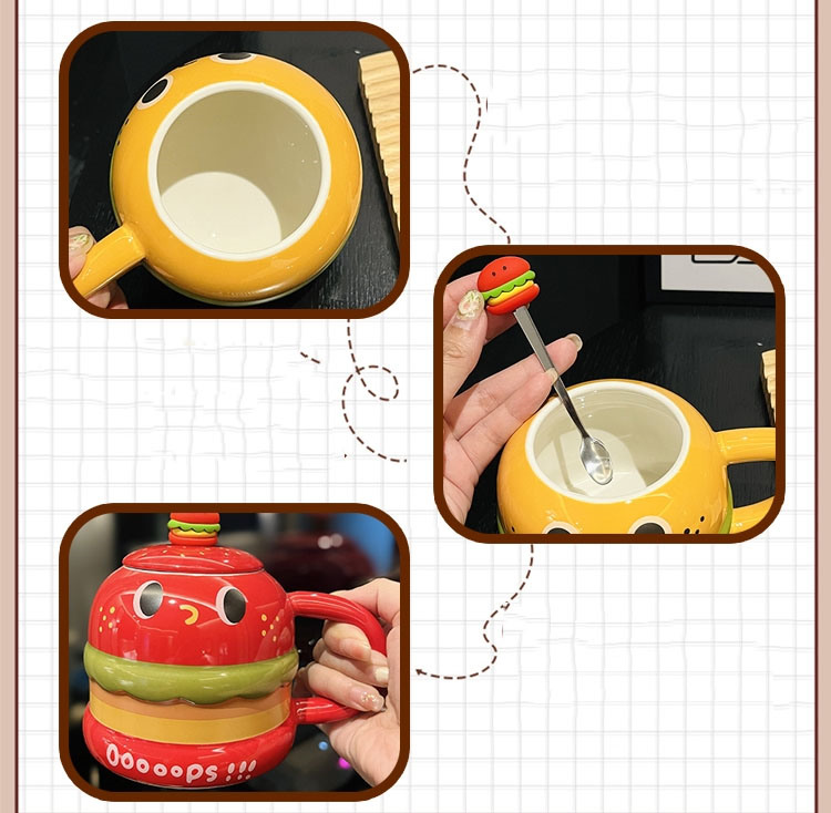 Whimsical Hamburger Shaped Ceramic Mug