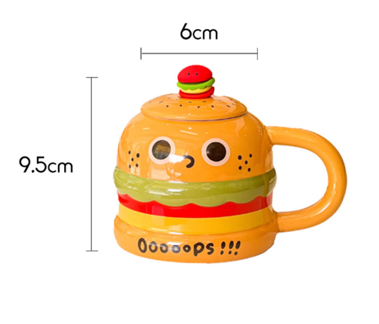 Whimsical Hamburger Shaped Ceramic Mug