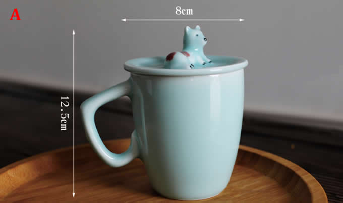 3D Cartoon Miniature Animal Coffee Cup Mug with Dog On Lid