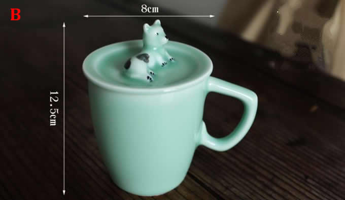 3D Cartoon Miniature Animal Coffee Cup Mug with Dog On Lid