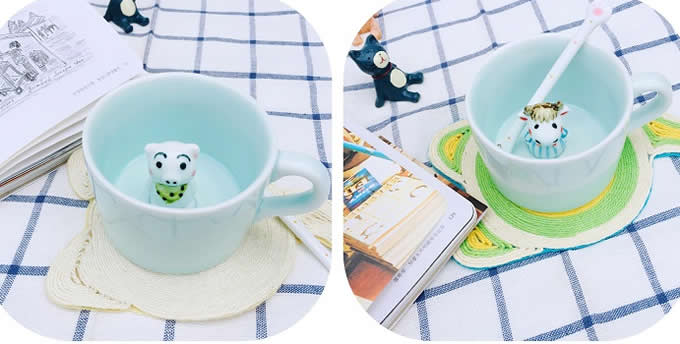 3D Cartoon Miniature Animal Figurine Ceramic Coffee Cup