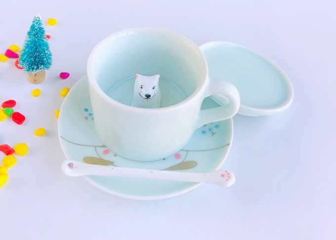3D Cartoon Miniature Animal Figurine Ceramic Coffee Cup