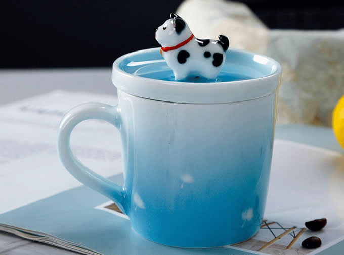 3D Cute Cartoon Dog Figurine Ceramics Coffee Cup