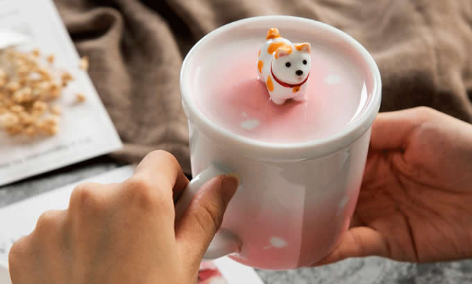 3D Cute Cartoon Dog Figurine Ceramics Coffee Cup