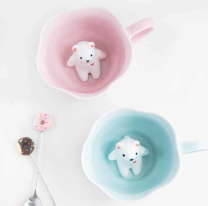  3D Cute Lovely Cartoon Miniature Animal Figurine Ceramics Coffee Cup