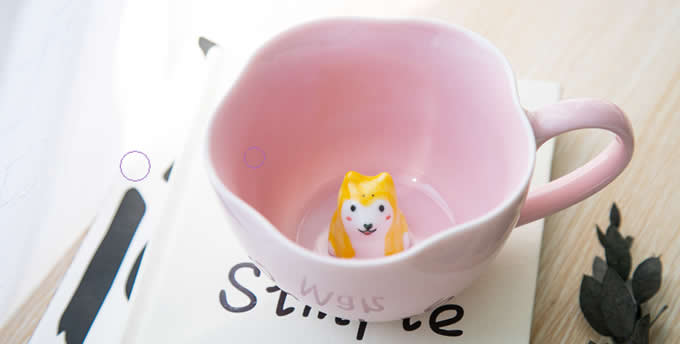  3D Cute Lovely Cartoon Miniature Animal Figurine Ceramics Coffee Cup