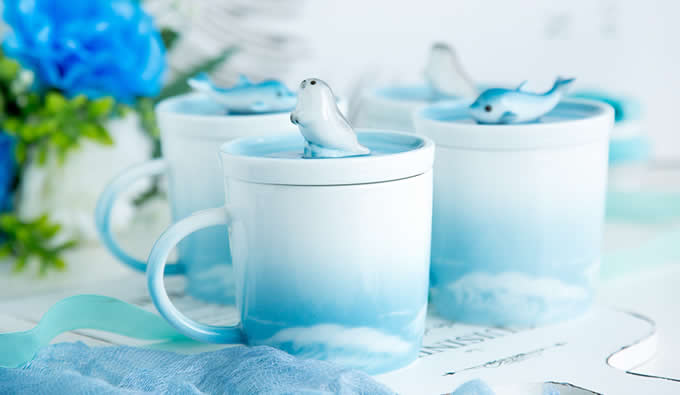3D Cute Lovely Cartoon Ocean Animal Figurine Ceramics Coffee Cup 