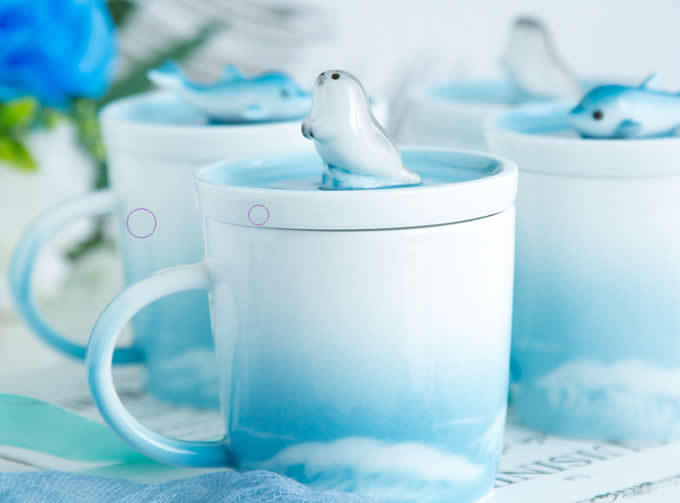 3D Cute Lovely Cartoon Ocean Animal Figurine Ceramics Coffee Cup 