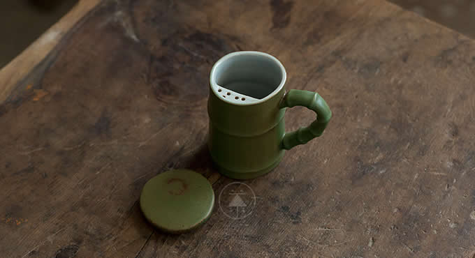  Bamboo Ceramic Tea Mug Cup With Infuser Filter