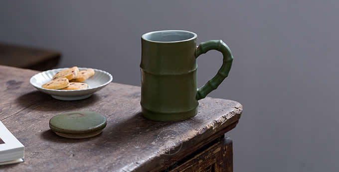  Bamboo Ceramic Tea Mug Cup With Infuser Filter