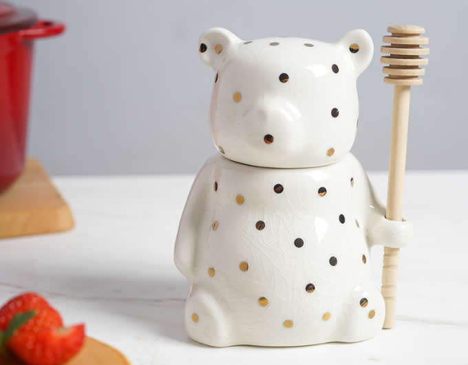 Ceramic Bear Honey Jar with Lid 