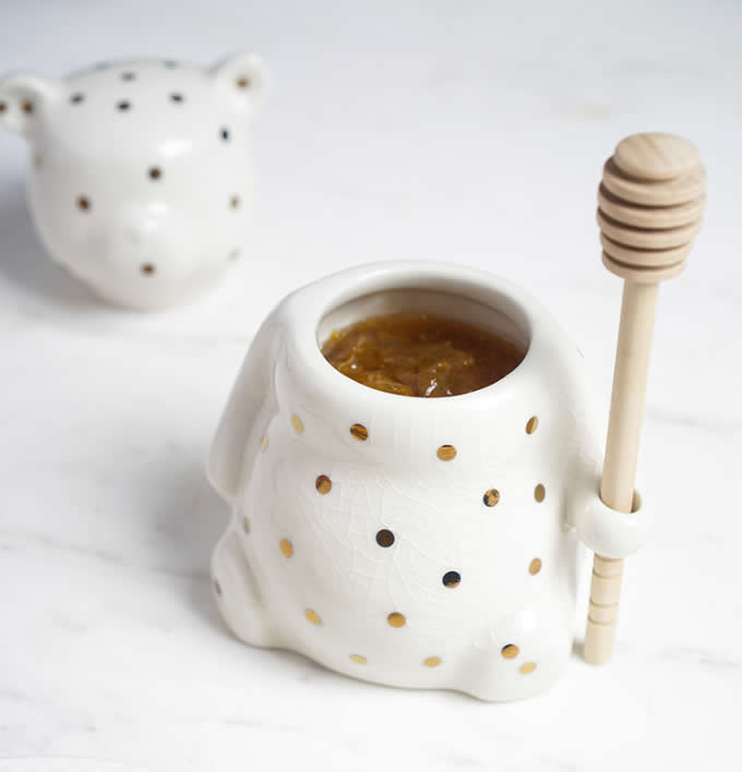Ceramic Bear Honey Jar with Lid 