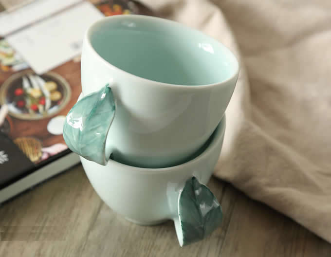  Ceramic Coffee Mug with Leaf Handle