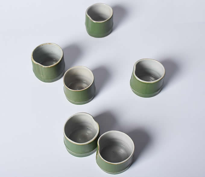 Ceramic Green Bamboo Shape Water Mug