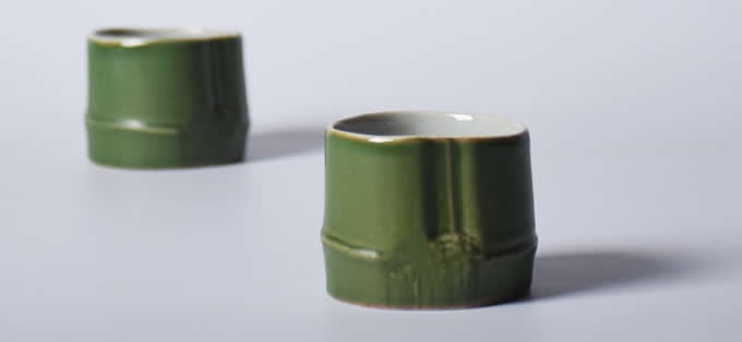 Ceramic Green Bamboo Shape Water Mug