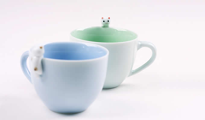 Cute Cat Figurine Ceramic Coffee Cup Mug