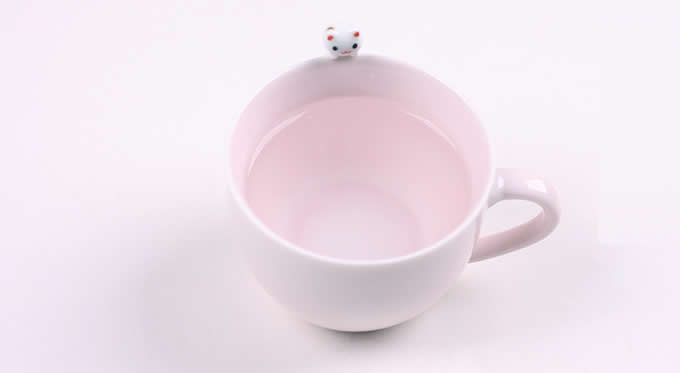 Cute Cat Figurine Ceramic Coffee Cup Mug
