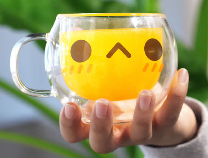  Cute Cartoon Transparent Glass Durable Coffee Tea Milk Water Ice Beer Cola Cup Mug 
