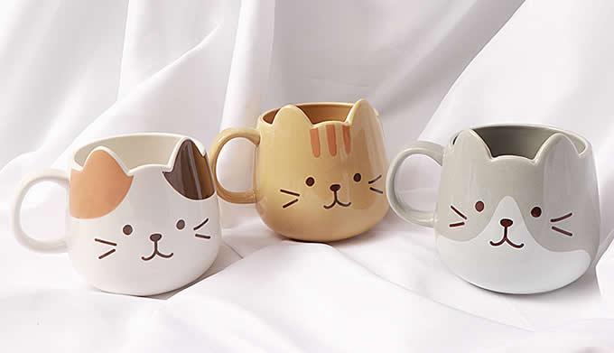 Cute Cat Ceramic Mug Funny Cat Shaped Cup 