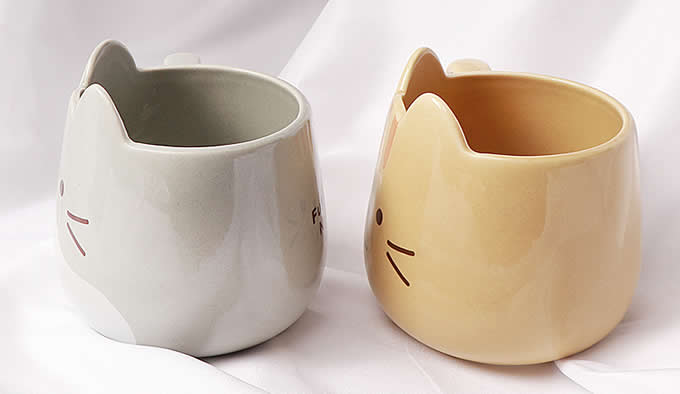 Cute Cat Ceramic Mug Funny Cat Shaped Cup 