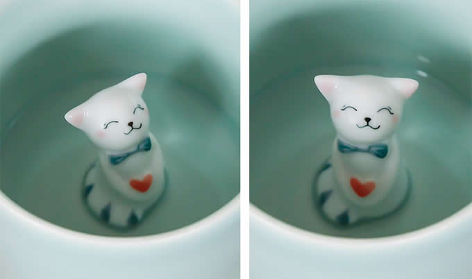  Cute Cat Figurine Ceramic Coffee Cup