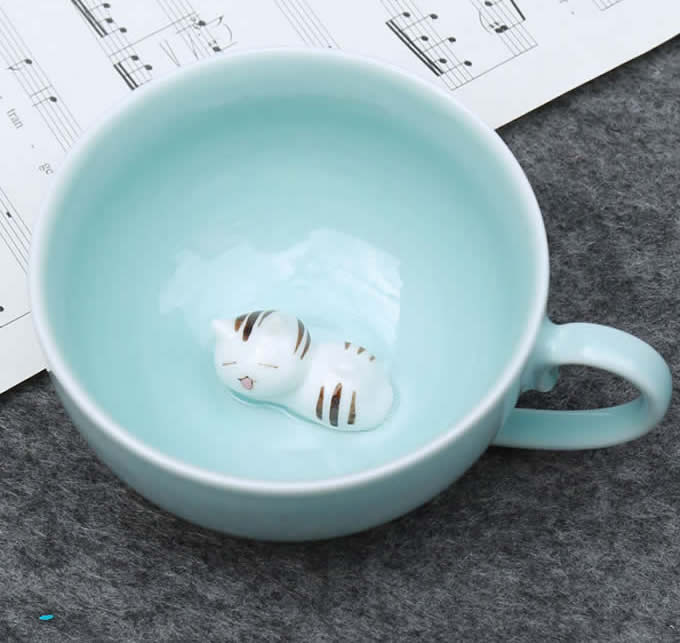  Cute Cat Figurine Ceramic Coffee Cup