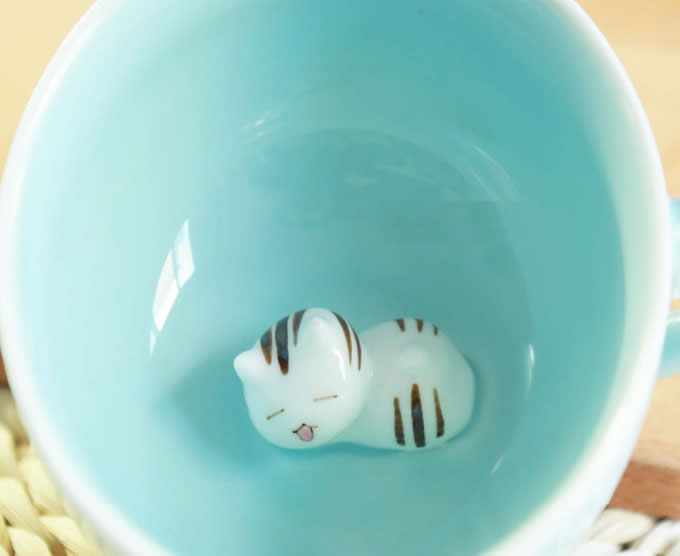  Cute Cat Figurine Ceramic Coffee Cup