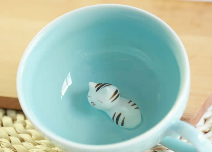  Cute Cat Figurine Ceramic Coffee Cup