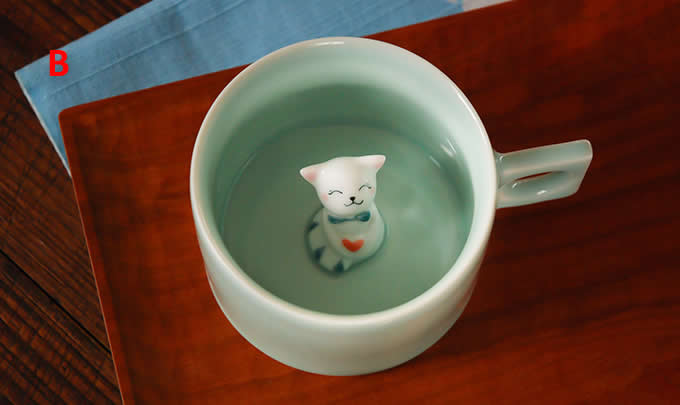  Cute Cat Figurine Ceramic Coffee Cup