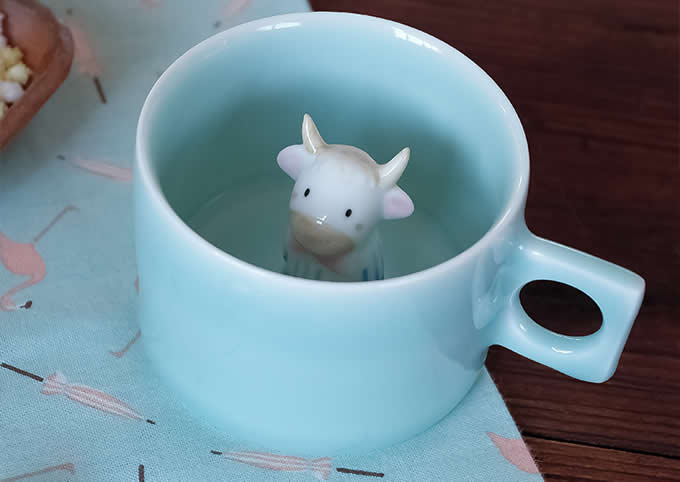 Cute Cow Figurine Ceramic Coffee Cup