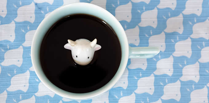 Cute Cow Figurine Ceramic Coffee Cup