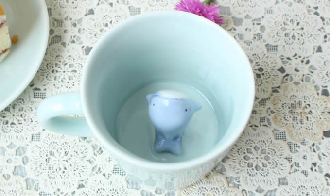  Cute Dolphin Figurine Ceramic Coffee Cup 