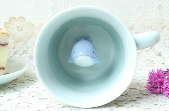  Cute Dolphin Figurine Ceramic Coffee Cup 