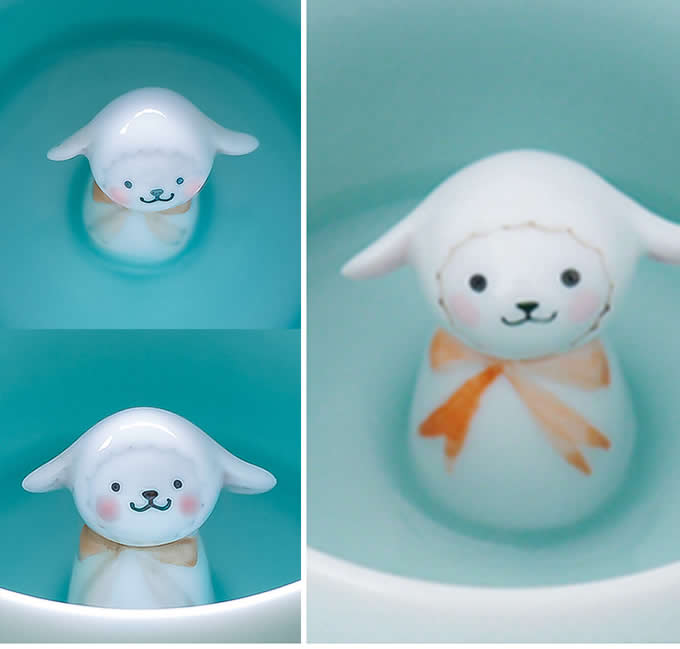  Cute Lamb  Figurine Ceramic Coffee Cup 