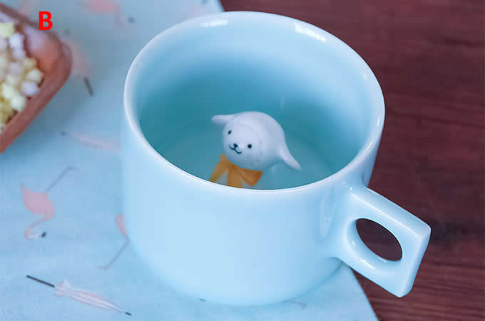  Cute Lamb  Figurine Ceramic Coffee Cup 